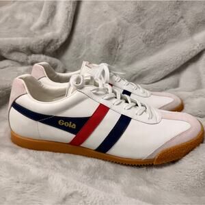 Gola Harrier Leather Sneakers Mens US 13 EU 46 White Red Blue Gum Sole NEW